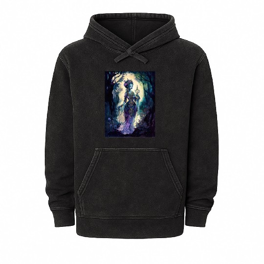 Asian Nature Goddess - Dark Woodland Witchy Forest Mineral Wash Hoodies