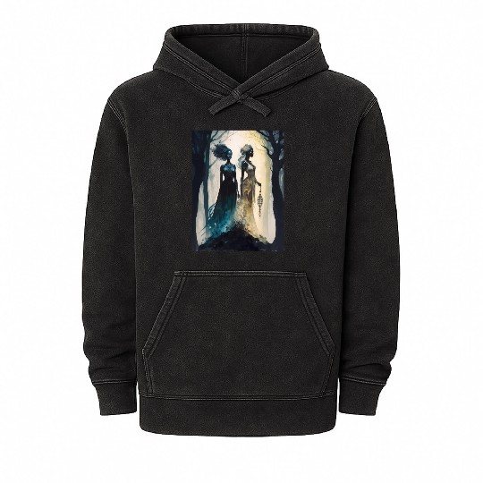 Black Nature Goddess - African American, Woodland Mineral Wash Hoodies