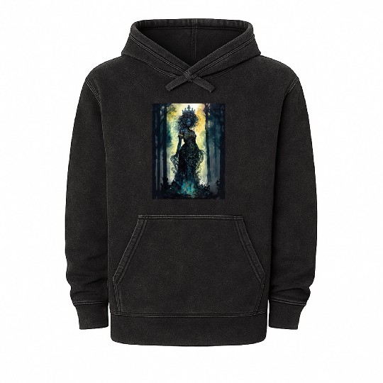 Black Nature Goddess - African American, Woodland Mineral Wash Hoodies