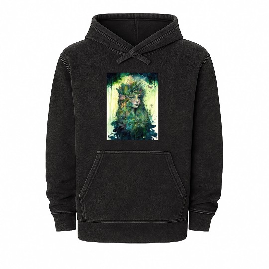 Nature Goddess - Woodland Witchy Forest Greenwoman Mineral Wash Hoodies