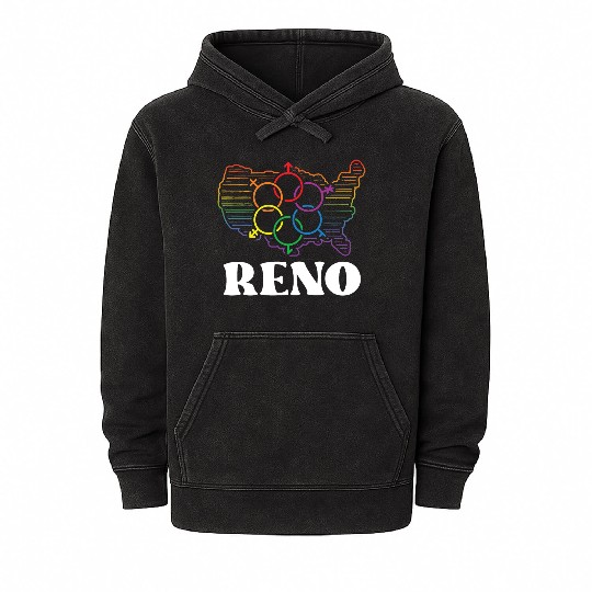 Reno Pride Flag Pride Month LGBTQ Flag LGBT Commun Mineral Wash Hoodies