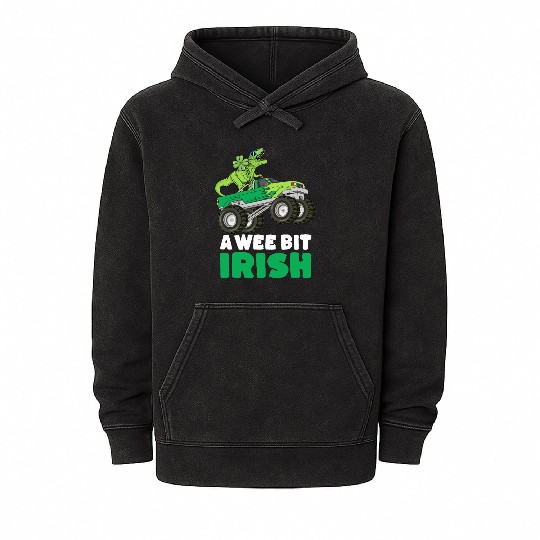 St Patricks Day A Wee Bit Irish T-Rex Truck Mineral Wash Hoodies