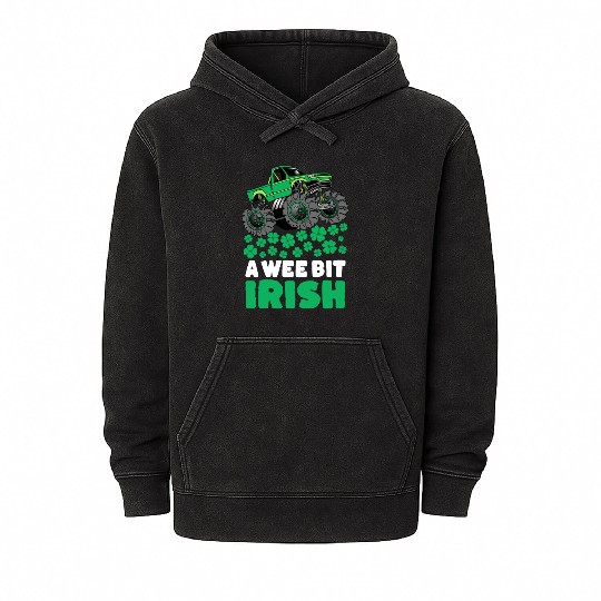 St Patricks Day A Wee Bit Irish T Rex Truck Mineral Wash Hoodies