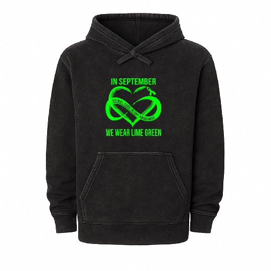 In September We Wear Lime Green Spinal Cord Injury Mineral Wash Hoodies