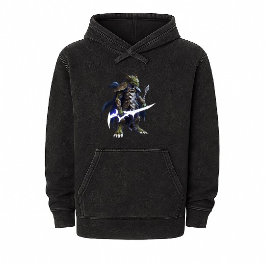 dragon holding a mystical sword Mineral Wash Hoodies