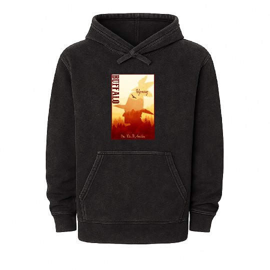 Buffalo Wyoming wild west town Mineral Wash Hoodies