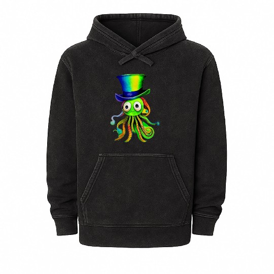 A Splash of Color A Watercolor Rainbow Octopus Mineral Wash Hoodies