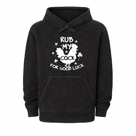 rub my cock for good luck Mineral Wash Hoodies