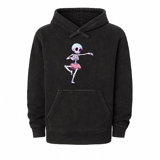 kawaii creepy skeleton girl original Mineral Wash Hoodies