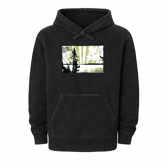 Retro vintage Lake YStone in yellow green Mineral Wash Hoodies