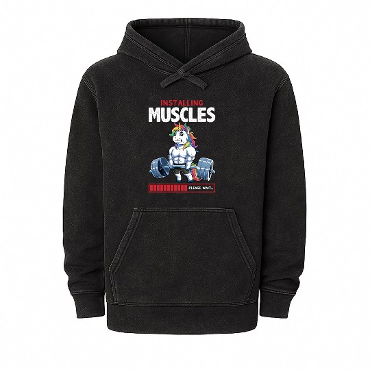 Installing Muscles Deadlfit Unicorn Gym Mineral Wash Hoodies