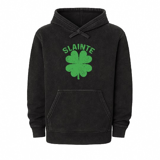 Slainte Beer Drinking Irish St Patricks Day Mineral Wash Hoodies