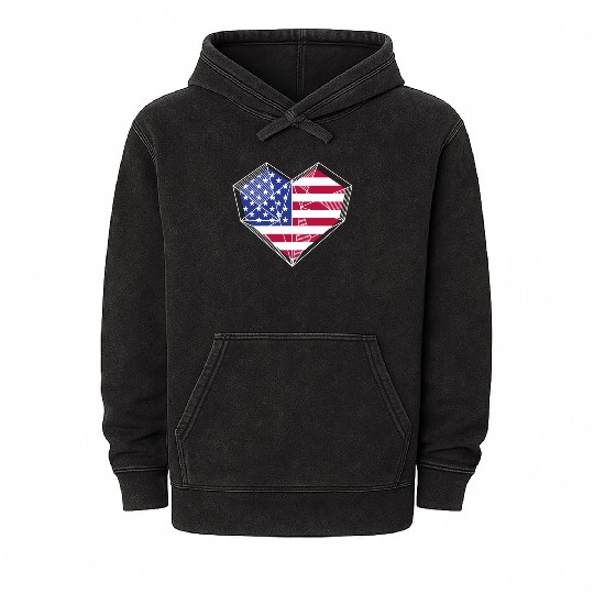 Patriotic America USA Flag 4th Of July American Mineral Wash Hoodies