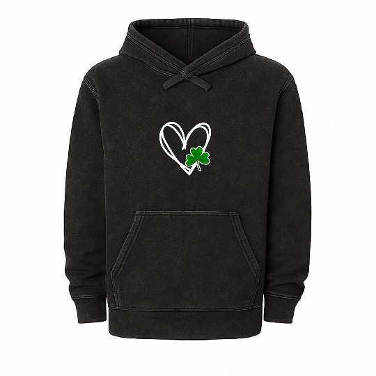 Heart St Patricks Day Shamrock Irish Toddler Baby Mineral Wash Hoodies