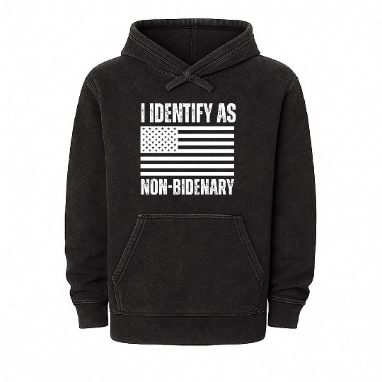 vintage american flag patriots i identify as non-b Mineral Wash Hoodies
