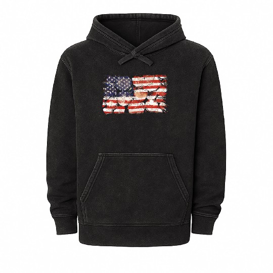 The Usa Flag Tree Trunks America Patriotism Mineral Wash Hoodies