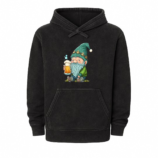 Gnome Drinks Beer Happy St Patricks Day Mineral Wash Hoodies