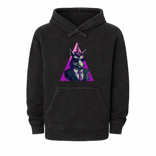 Unicorn Wearing A Suit Mineral Wash Hoodies
