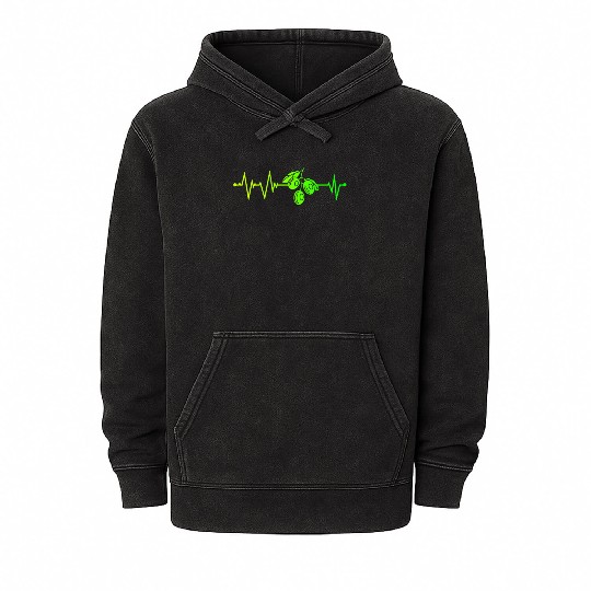 Green Olive Heartbeat Mineral Wash Hoodies