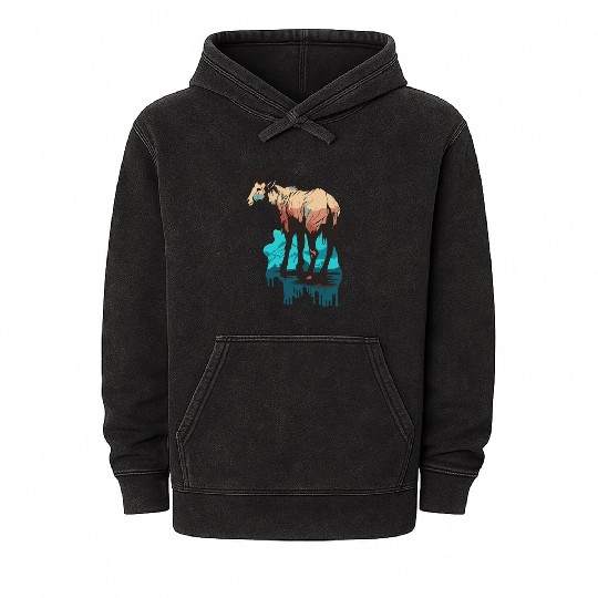 a mountain goat lives in the mountains Mineral Wash Hoodies