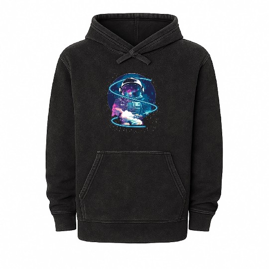 Galaxy Astronaut Full Moon Astronomy Space Science Mineral Wash Hoodies