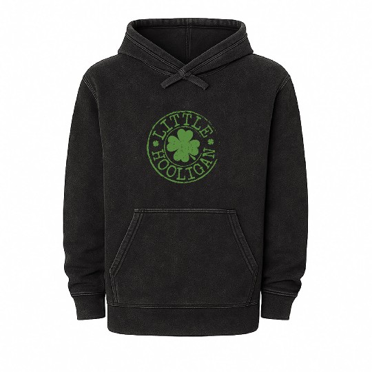 Little Hooligan Irish Clovers Kids Boy Girl St Pat Mineral Wash Hoodies
