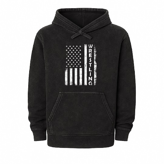 Wrestling Vintage Usa Flag Wrestling Mineral Wash Hoodies