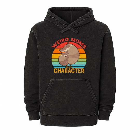 Vintage Weird Moms Build Character Armadillo Mineral Wash Hoodies