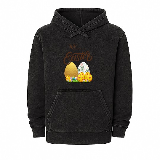 Happy easter sayings egg bunny Mineral Wash Hoodies