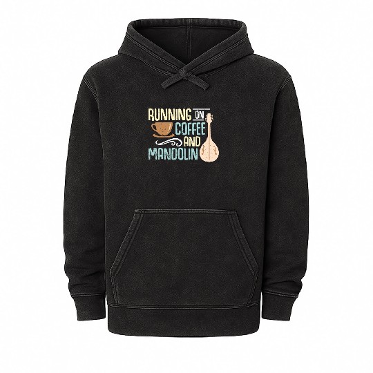 Mandolin Running On Coffee And Bluegrass Music Mineral Wash Hoodies