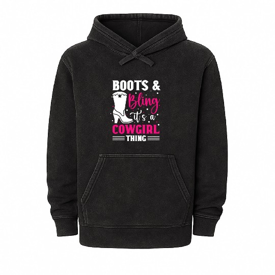 Boots And Bling It's A Cowgirl Thing Mineral Wash Hoodies