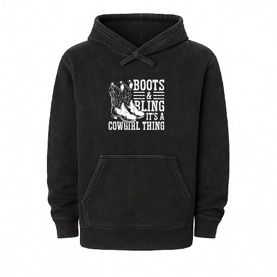 Boots And Bling It's A Cowgirl Thing Mineral Wash Hoodies