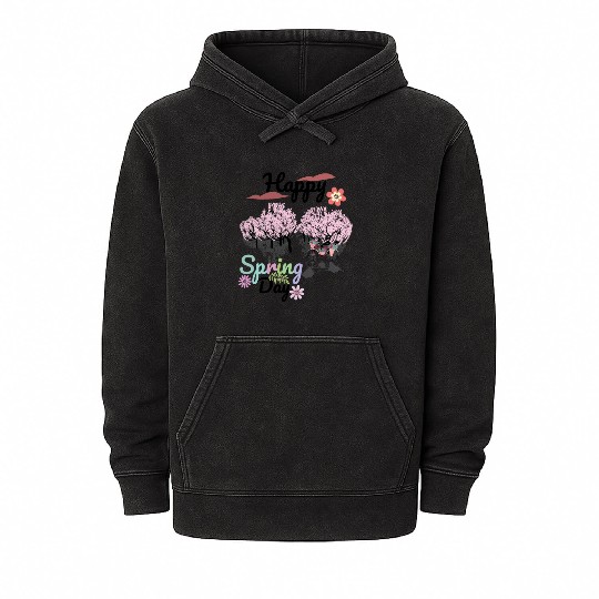 Seasons Greetings for Spring, Happy Spring Graphic Mineral Wash Hoodies