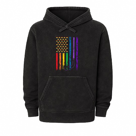 American Sports Flag Rainbow LGBT Pride Month Ice Mineral Wash Hoodies