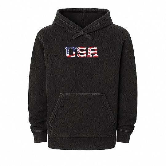 Patriotic America USA Flag 4th Of July American Mineral Wash Hoodies