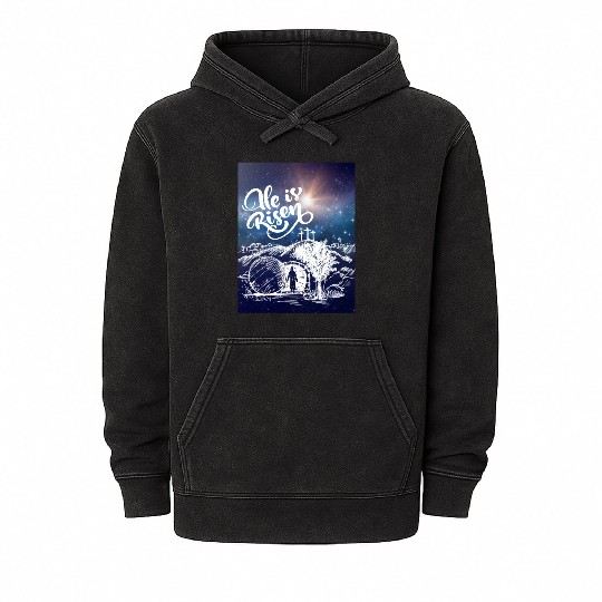 He Is Risen!Jesus,Easter, Bright & Morning Star Mineral Wash Hoodies