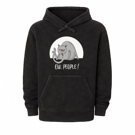 Ew People Funny Fat Lazy Cat Mineral Wash Hoodies
