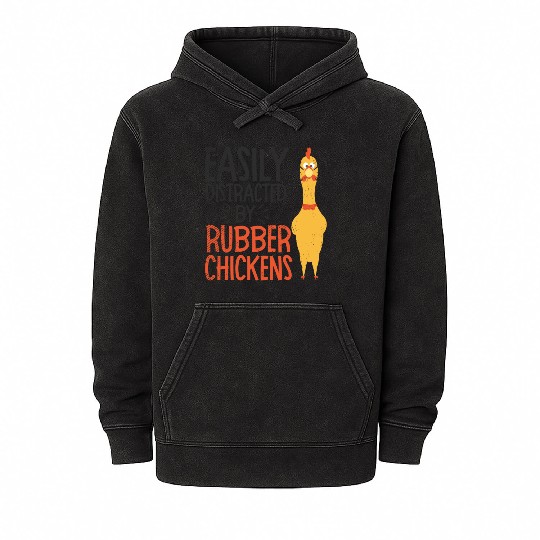 Rubber Chicken Enthusiast Loud Scream Yellow Mineral Wash Hoodies