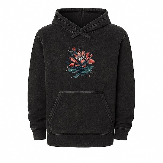 Japanese Spider Lily Soft Anime Aesthetic Flower Mineral Wash Hoodies
