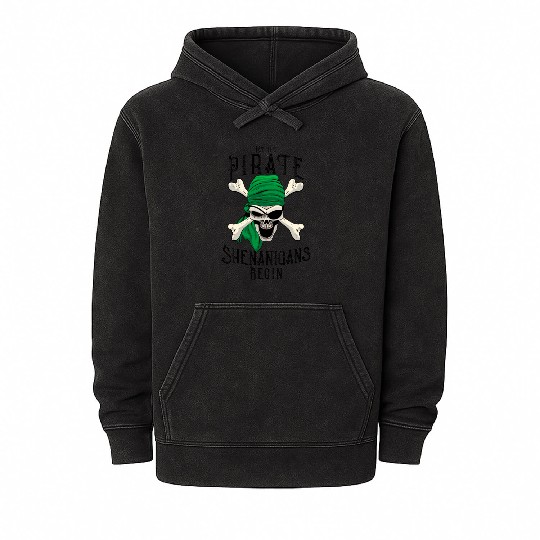 Let The Pirate Shenanigans Begin - Pirate Skull Mineral Wash Hoodies