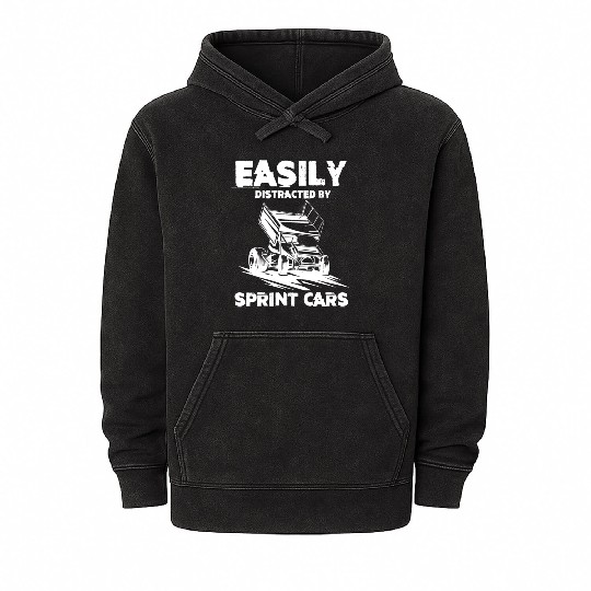 Sprint Car Racing, sprint car, dirt track racers Mineral Wash Hoodies