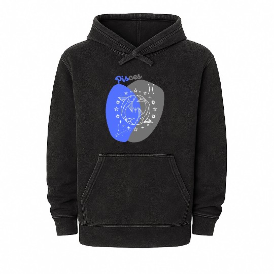 Underwater Dreams: A Minimalist Pisces Design Mineral Wash Hoodies