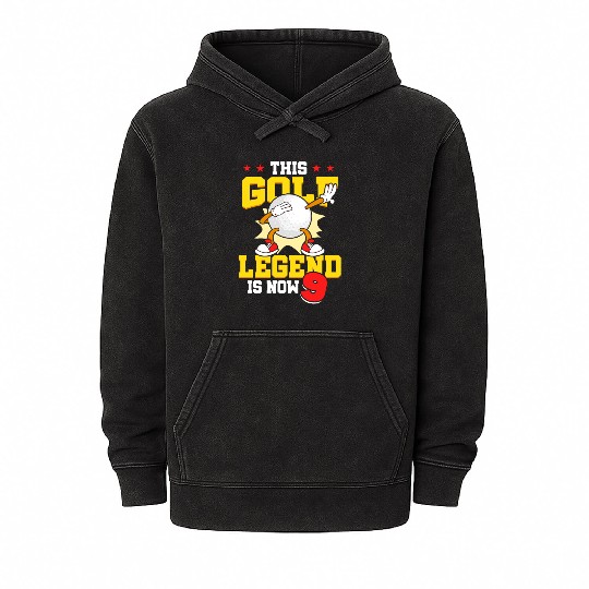 This Golf Legend Is Now 9 Sports Kid 9th Birthday Mineral Wash Hoodies