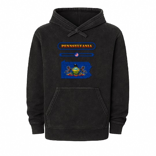 PENNSYLVANIA, MAP OF PENNSYLVANIA. SAMER BRASIL Mineral Wash Hoodies
