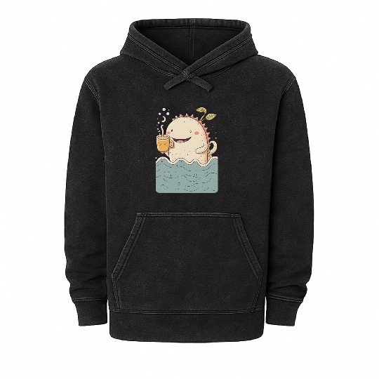 Cute Axolotl & Coffee Kawaii Anime Axolotls Mineral Wash Hoodies