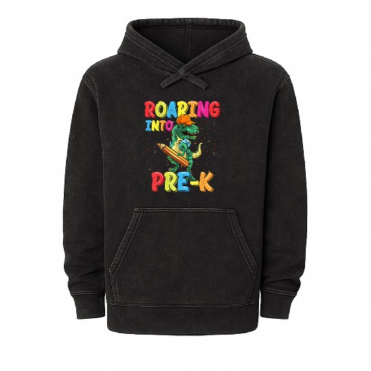 Roaring Into Pre K Dinosaur Back To School T Rex Mineral Wash Hoodies