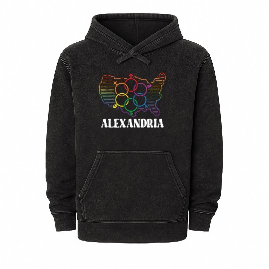 Alexandria Pride Month Pride Flag LGBT Community L Mineral Wash Hoodies