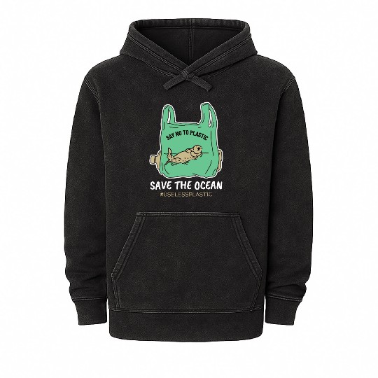 Save The Ocean Seal Save The Earth Environment Mineral Wash Hoodies