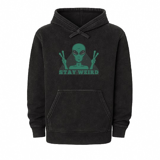 Stay Weird Alien Mineral Wash Hoodies