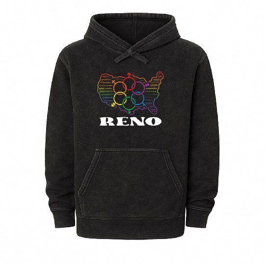 Reno Pride Month Pride Flag LGBT Community LGBTQ F Mineral Wash Hoodies